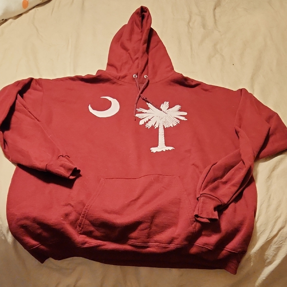 Ladies Garnet Hoodie with Palm Tree and Crescent Moon